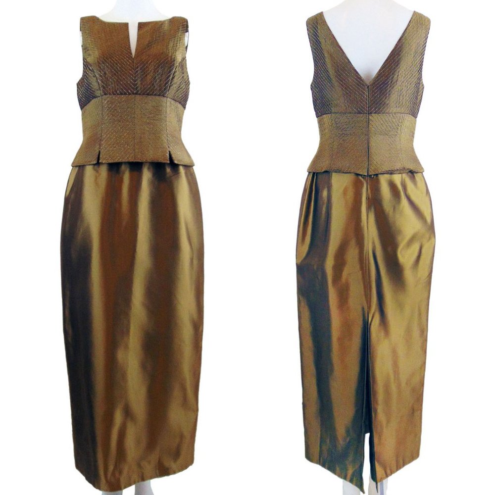 JS Collections Shiny Gold/Bronze Formal Dress - 8